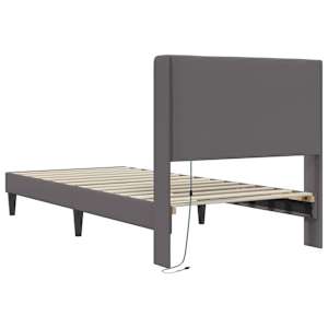 Rám postele s LED pásky s čelo Šedá 100 x 200 cm Umělá kůže - obrázek 8