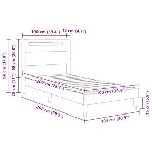 Rám postele s LED pásky s čelo Šedá 100 x 200 cm Umělá kůže - obrázek 12