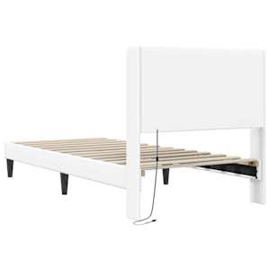 Rám postele s LED pásky s čelo Bílá 100 x 200 cm Umělá kůže - obrázek 8