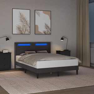 Rám postele s LED pásky s čelo Šedá 120 x 190 cm Umělá kůže - obrázek 4