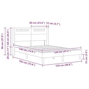 Rám postele s LED pásky s čelo Šedá 120 x 190 cm Umělá kůže - obrázek 11