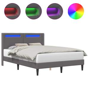 vidaXL Voodi raam LED-ribadega peaga Hall 120 x 200 cm Kunstnahk