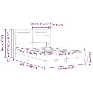 Rám postele s LED pásky s čelo Šedá 160 x 200 cm Umělá kůže - obrázek 11