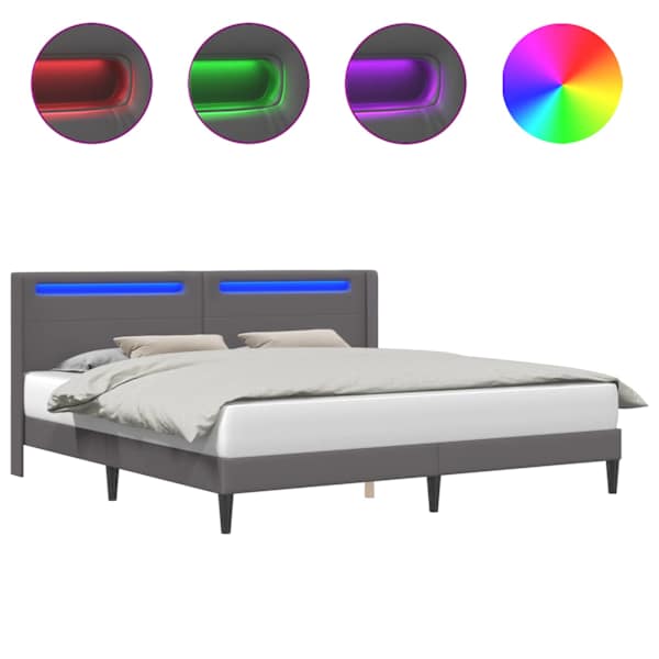 vidaXL Voodi raam LED-ribadega peaga Hall 180 x 200 cm Kunstnahk