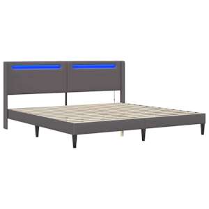 Rám postele s LED pásky s čelo Šedá 180 x 200 cm Umělá kůže - obrázek 5