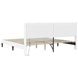 Rám postele s LED pásky s čelo Bílá 180 x 200 cm Umělá kůže - obrázek 8