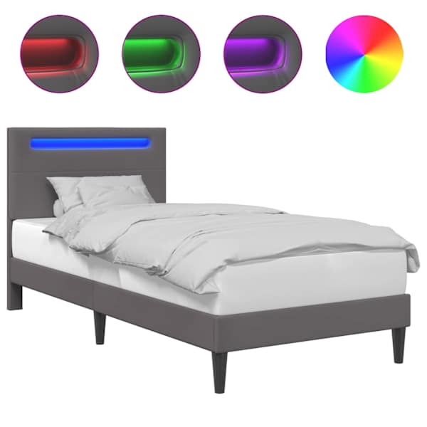 vidaXL Voodi raam LED-ribadega peaga Hall 90 x 190 cm Kunstnahk