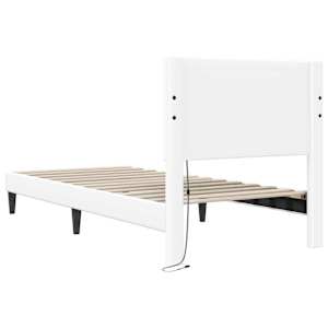 Rám postele s LED pásky s čelo Bílá 90 x 200 cm Umělá kůže - obrázek 8