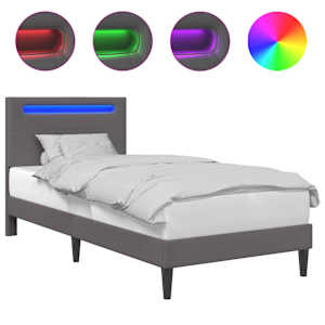 vidaXL Voodi raam LED-ribadega peaga Hall 100 x 200 cm Kunstnahk