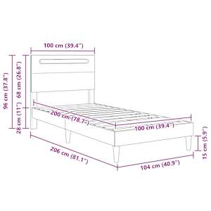 Rám postele s LED pásky s čelo Bílá 100 x 200 cm Umělá kůže - obrázek 11