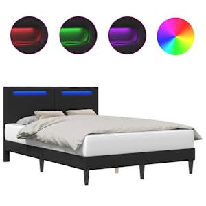 vidaXL Voodi raam LED-ribadega peaga Must 120 x 190 cm Kunstnahk