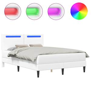 vidaXL Voodi raam LED-ribadega peaga Valge 120 x 190 cm Kunstnahk