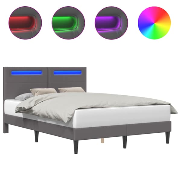 vidaXL Voodi raam LED-ribadega peaga Hall 120 x 200 cm Kunstnahk