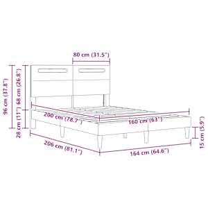 Rám postele s LED pásky s čelo Šedá 160 x 200 cm Umělá kůže - obrázek 11