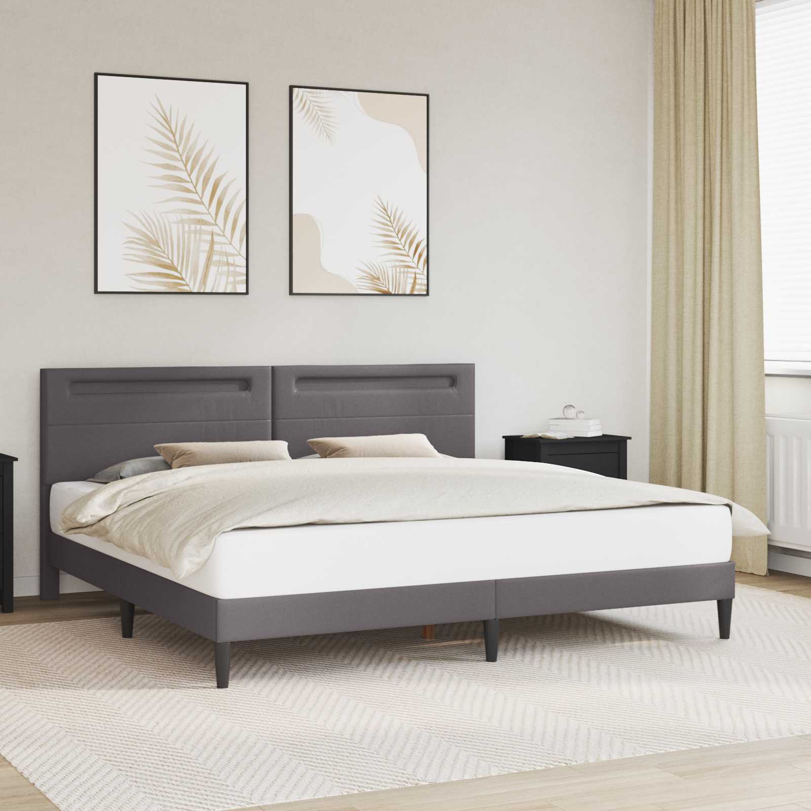 vidaXL Cadru de pat cu benzi LED Gri 180 x 200 cm Piele artificială