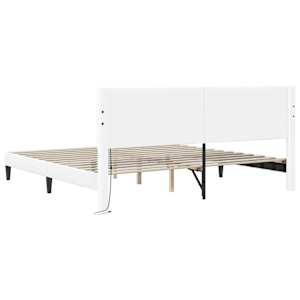 Rám postele s LED pásky s čelo Bílá 180 x 200 cm Umělá kůže - obrázek 8