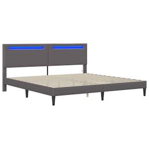 Rám postele s LED pásky s čelo Šedá 200 x 200 cm Umělá kůže - obrázek 5