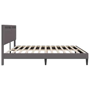 Rám postele s LED pásky s čelo Šedá 200 x 200 cm Umělá kůže - obrázek 7