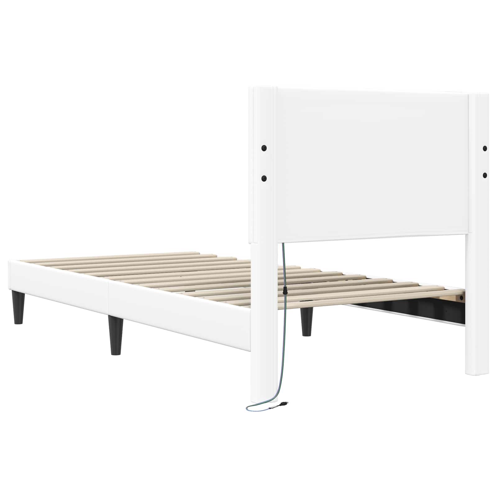 Sengestamme med LED-lysstrimler Hvit 90 x 190 cm Kunstlær - Bilde 8