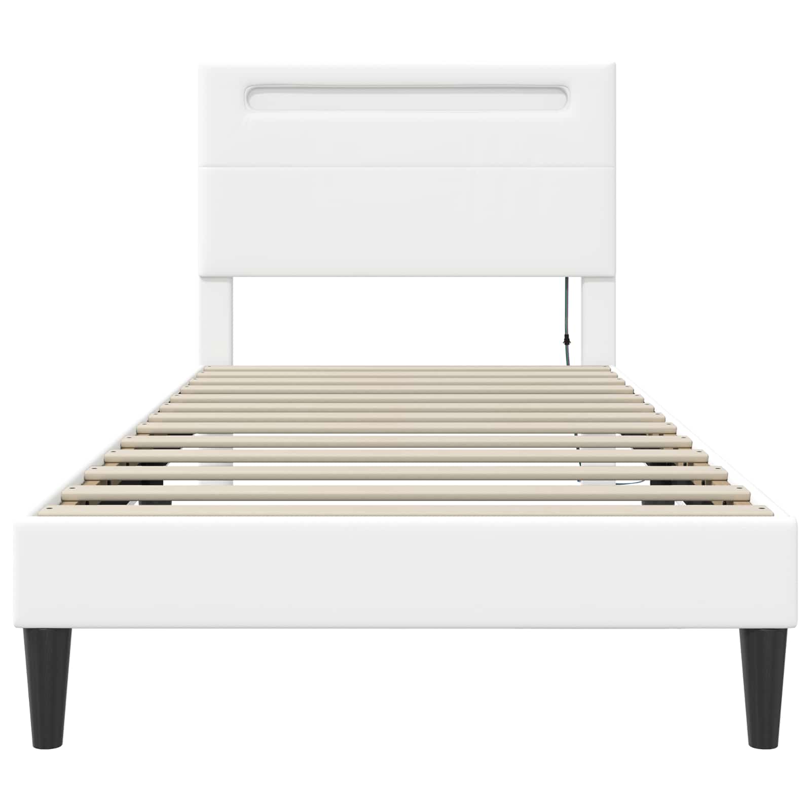 Sengestamme med LED-lysstrimler Hvit 90 x 190 cm Kunstlær - Bilde 6