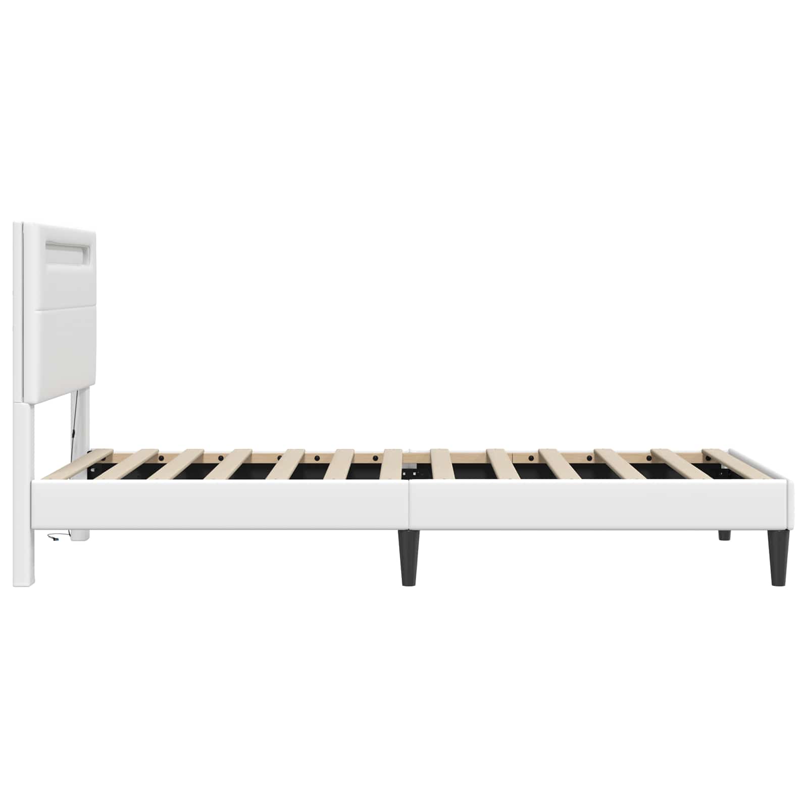 Sengestamme med LED-lysstrimler Hvit 90 x 190 cm Kunstlær - Bilde 7