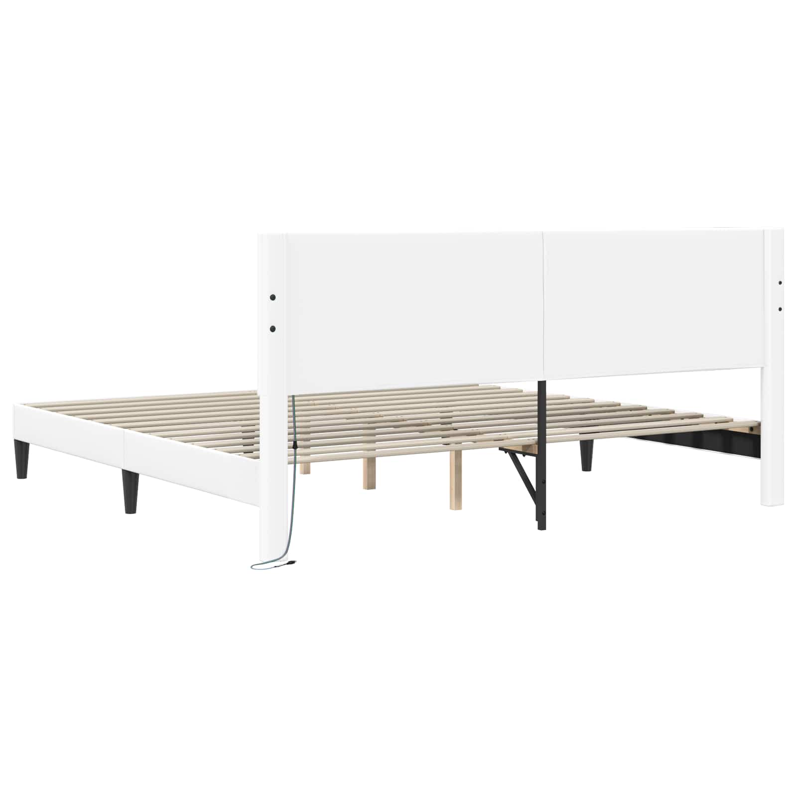 Sengestamme med LED-lysstrimler Hvit 180 x 200 cm Kunstlær - Bilde 8