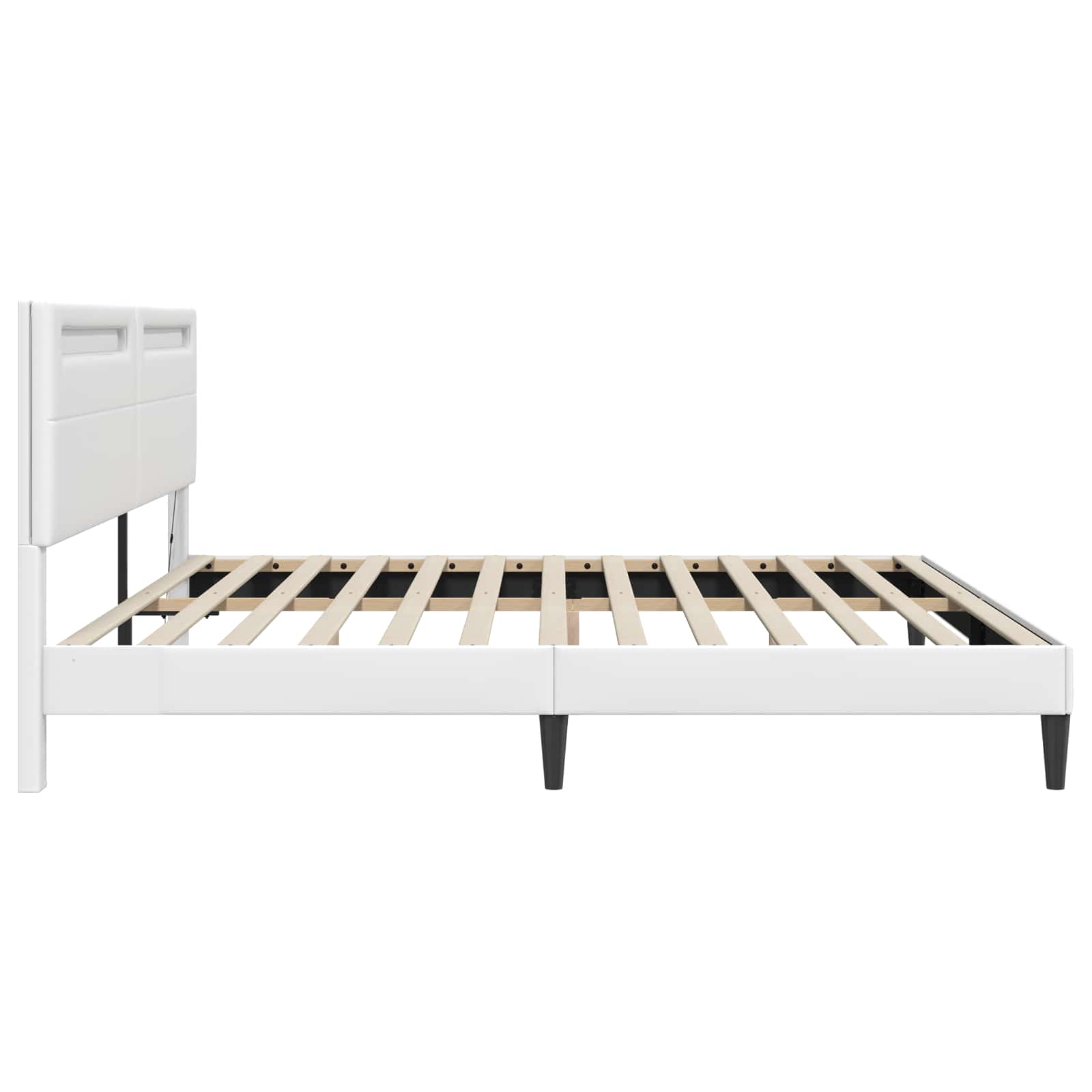 Sengestamme med LED-lysstrimler Hvit 180 x 200 cm Kunstlær - Bilde 7
