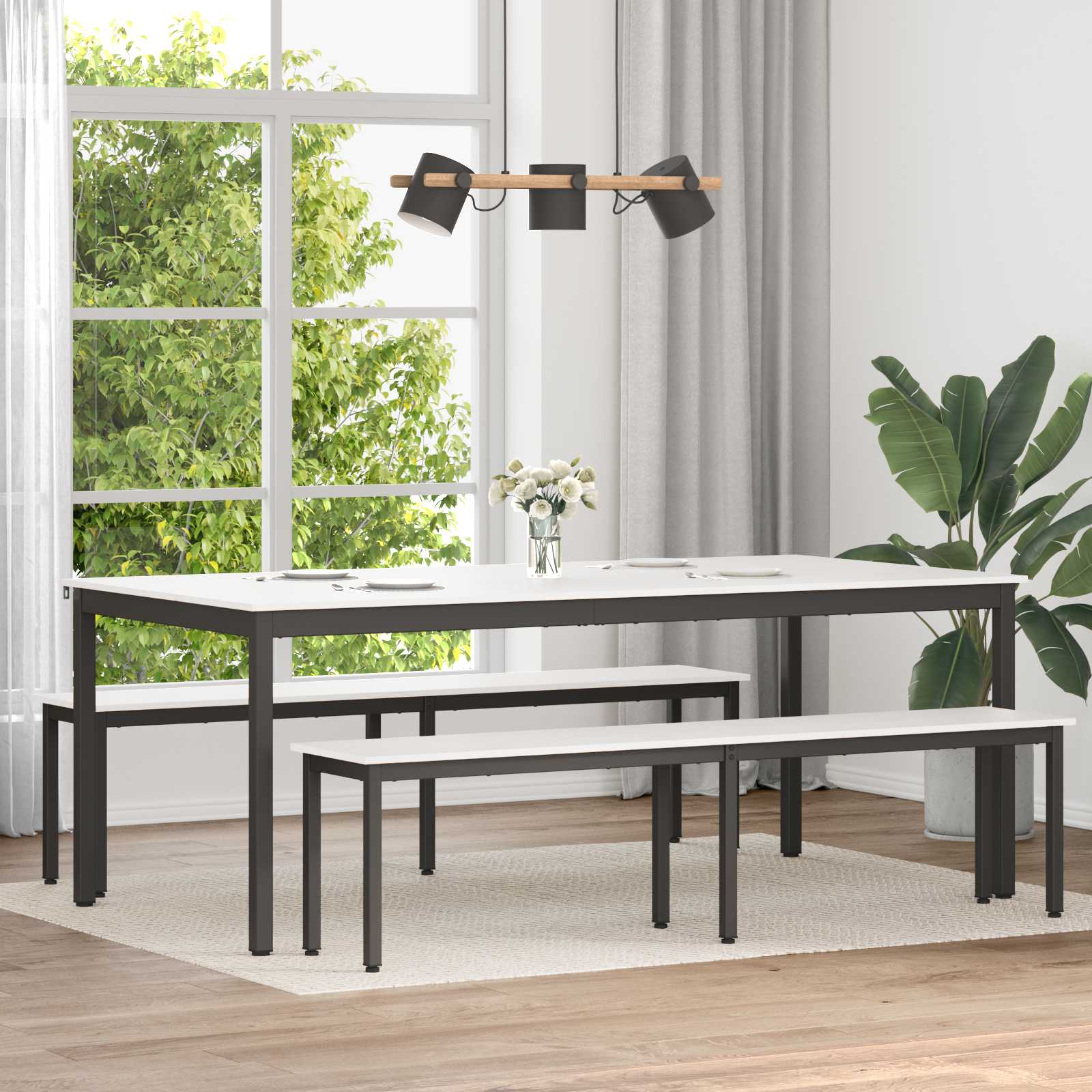 vidaXL Masă de dining Alb 200 x 100 x 75 cm Lemn de pin masiv