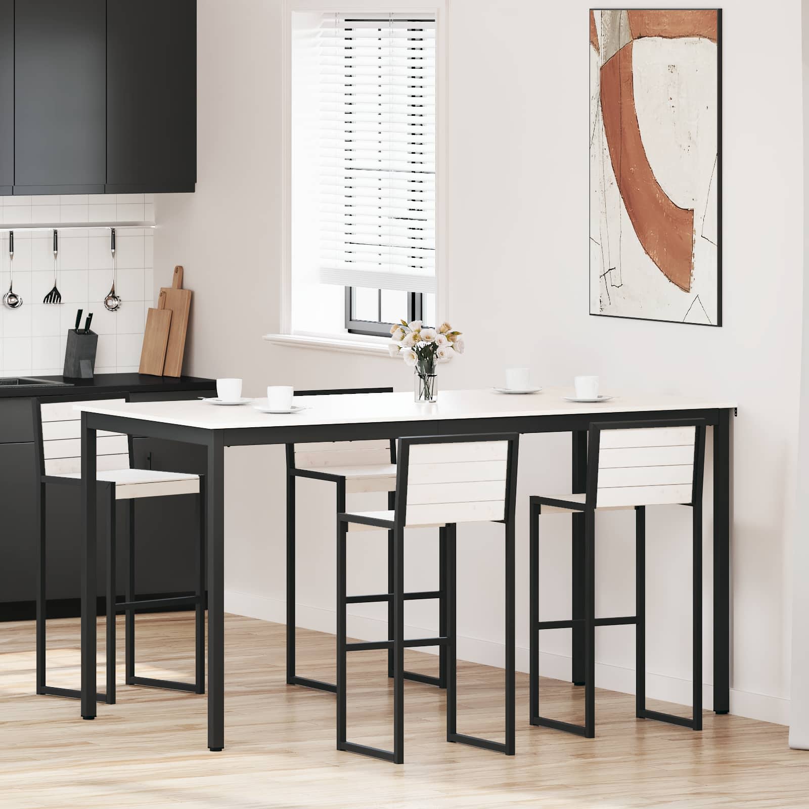 vidaXL Masă de bar Alb 200 x 100 x 105 cm Lemn de pin masiv