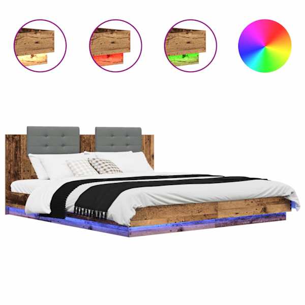 vidaXL Peatsiga voodiraam Vana puit 180 x 200 cm Tehispuit