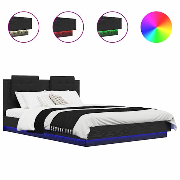 vidaXL Peatsiga voodiraam Must tamm 160 x 200 cm Tehispuit