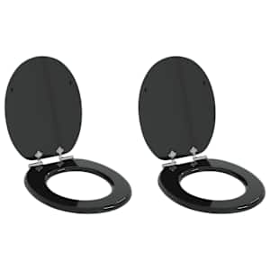 Toaletní sedátko s tlumeným zavíráním 2 pcs Černý 44 x 38 cm - obrázek 1