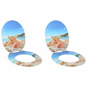 Toaletni pokrov s tiho zaporo 2 pcs Morska školjka 44 x 38 cm
