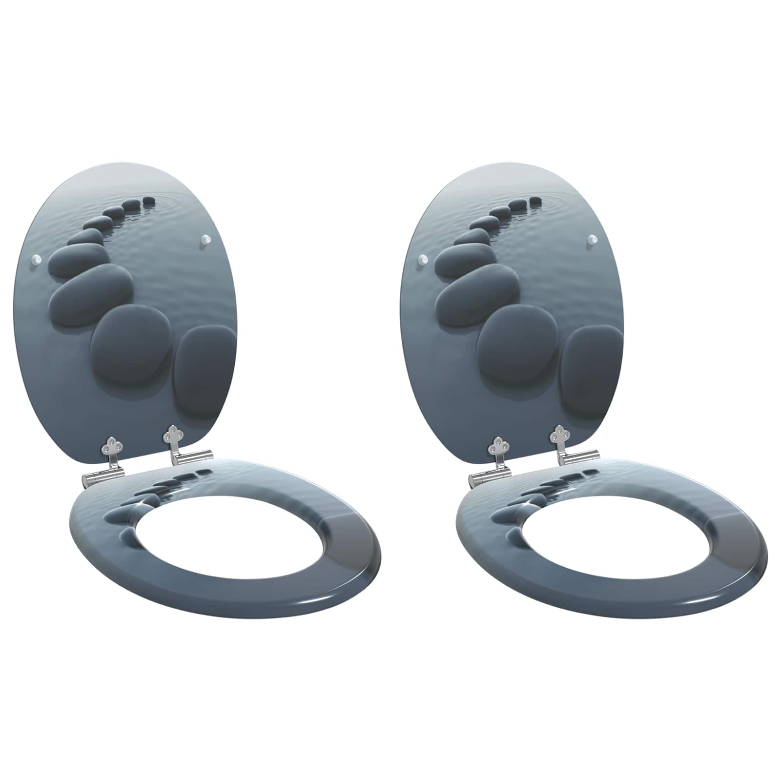 vidaXL Soft-Close Toilettensitz 2 pcs Grau 44 x 38 cm MDF-Platte