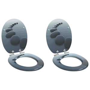 Toaletni pokrov s tiho zaporo 2 pcs Siva 44 x 38 cm MDF plošča