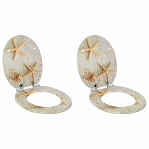 Toaletni pokrov s tiho zaporo 2 pcs Rumena in Bela 44 x 38 cm