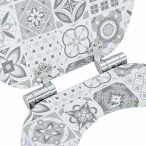 Toaletní sedátko s tlumeným zavíráním 2 pcs Modro-bílá porcelán - obrázek 6