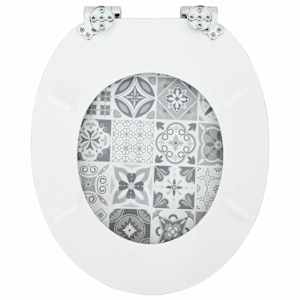 Toaletní sedátko s tlumeným zavíráním 2 pcs Modro-bílá porcelán - obrázek 9