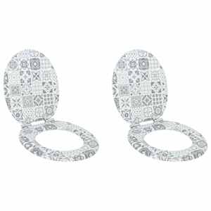 Toaletní sedátko s tlumeným zavíráním 2 pcs Modro-bílá porcelán - obrázek 1