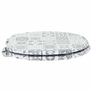 Toaletní sedátko s tlumeným zavíráním 2 pcs Modro-bílá porcelán - obrázek 4