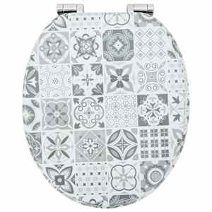 Toaletní sedátko s tlumeným zavíráním 2 pcs Modro-bílá porcelán - obrázek 5