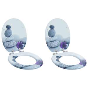 Toaletni pokrov s tiho zaporo 2 pcs Siva 44 x 38 cm MDF plošča