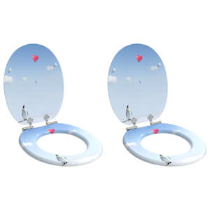 vidaXL Pehme sulgumise tualettruumi istmed 2 tk Sinine 44 x 38 cm