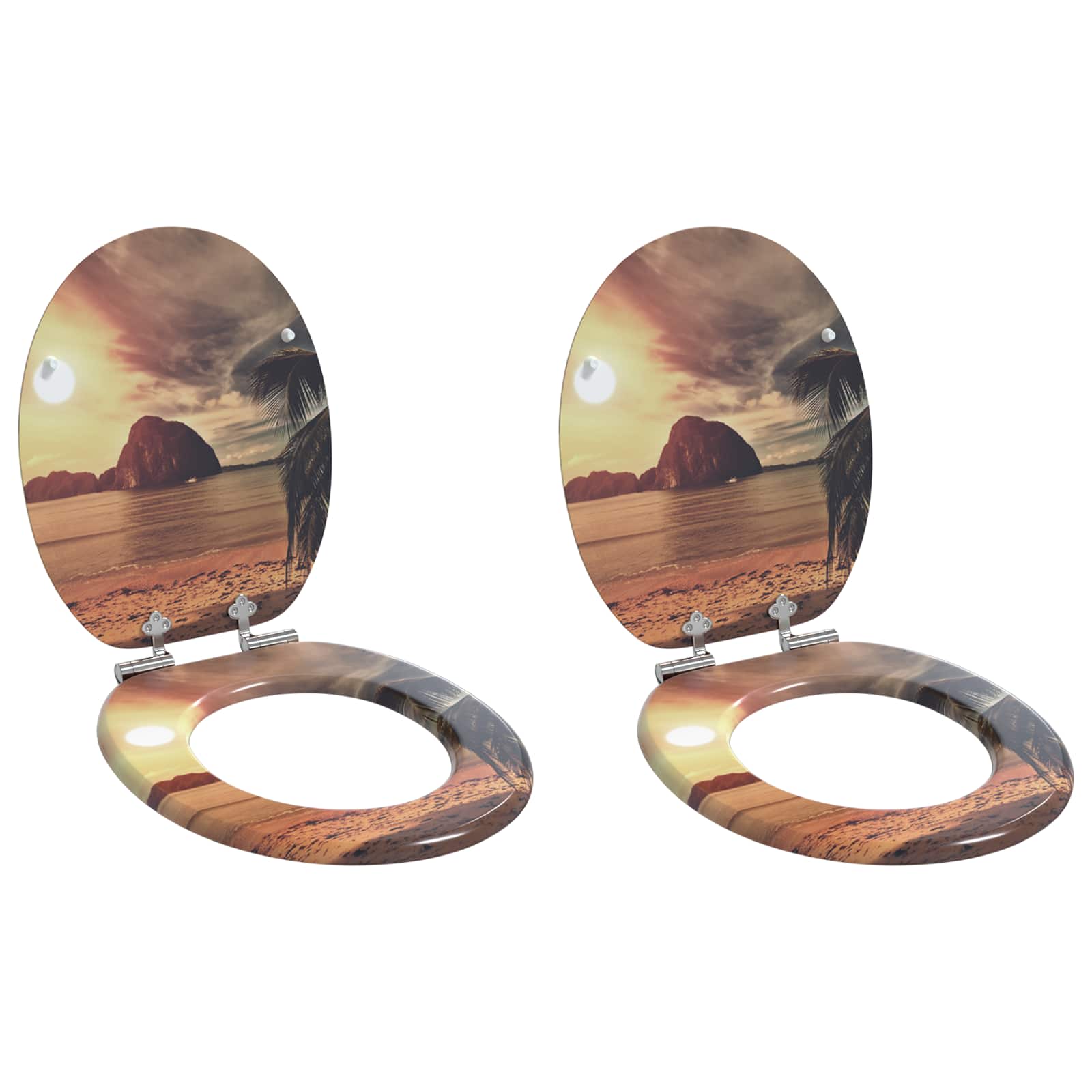 Pokrivalo za stranišče 2 pcs Oranžna 44 x 38 cm MDF plošča