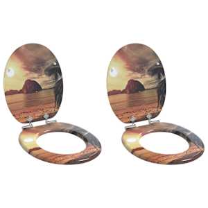 Toaletni pokrov s tiho zaporo 2 pcs Oranžna 44 x 38 cm