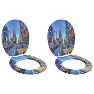 Toaletni pokrov s tiho zaporo 2 pcs Siva 44 x 38 cm MDF plošča