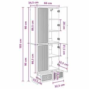 Sada skříněk 2 pcs Černá 66 x 34,5 x 95 cm Kompozitní dřevo - obrázek 8