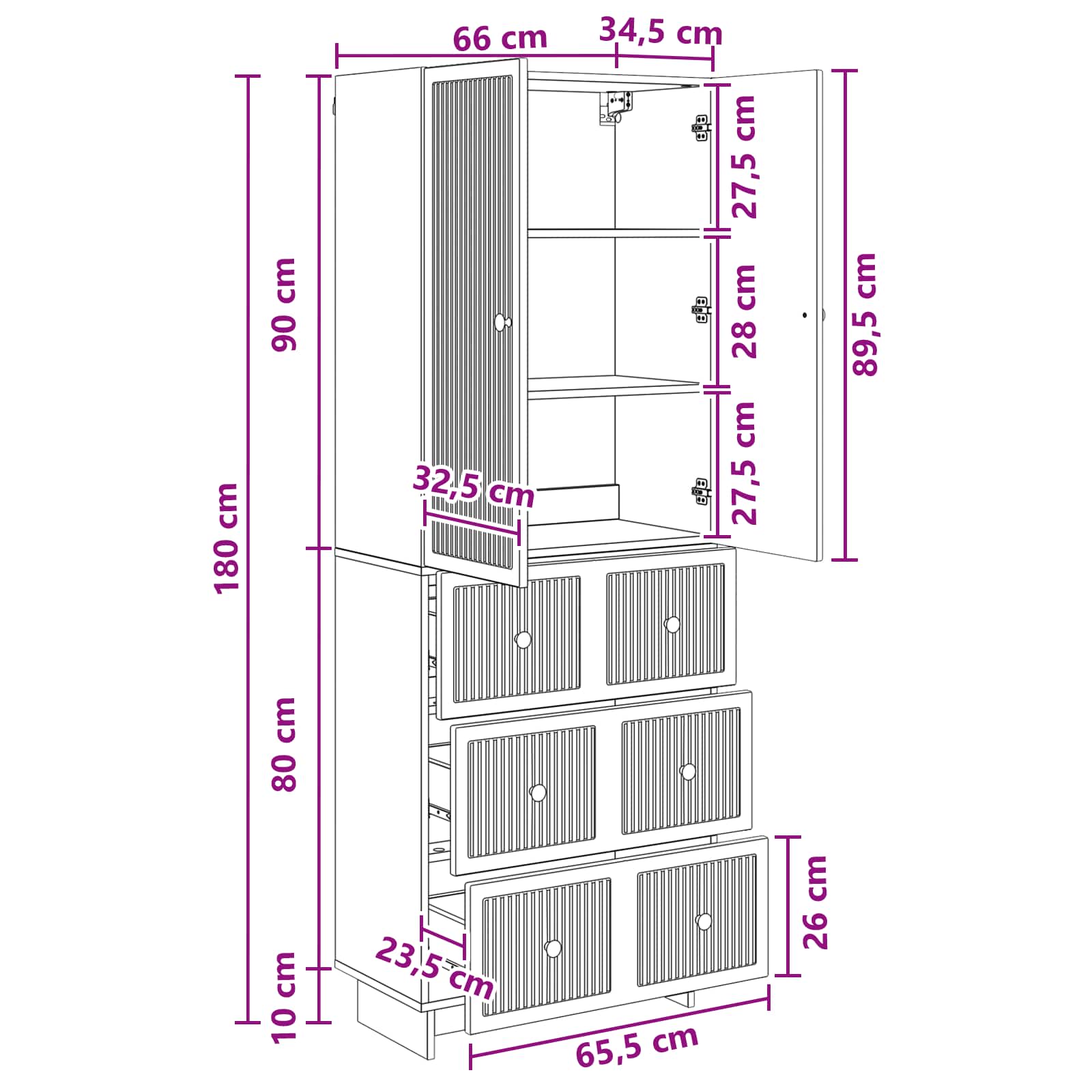vidaXL Schrankset 2 pcs 66 x 34,5 x 90 cm Holzwerkstoff – Bild 8