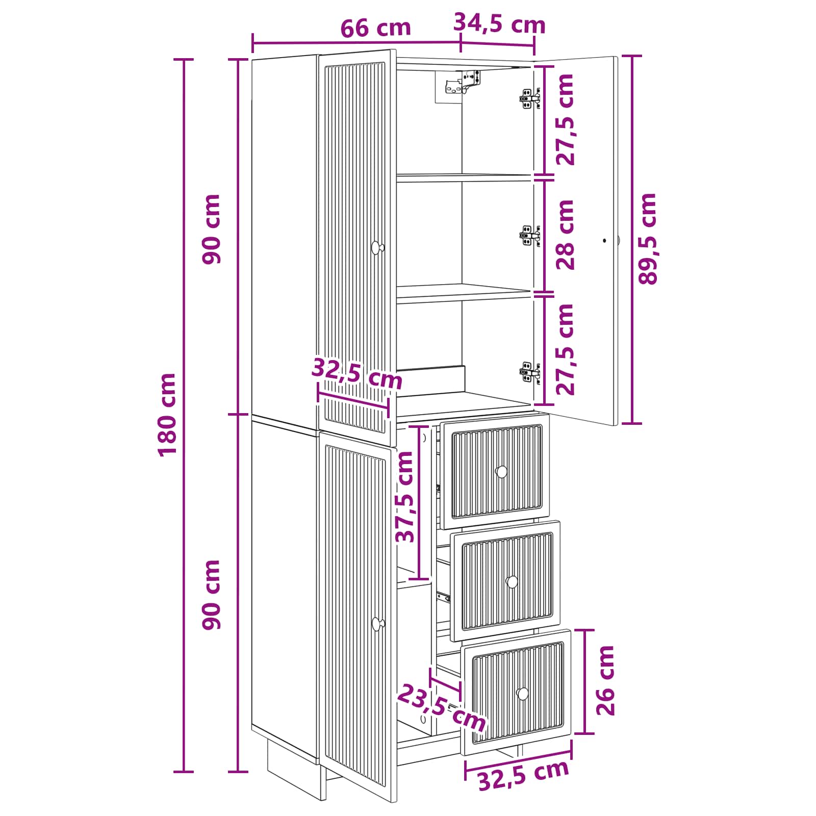 vidaXL Schrankset 2 pcs 66 x 34,5 x 90 cm Holzwerkstoff – Bild 8