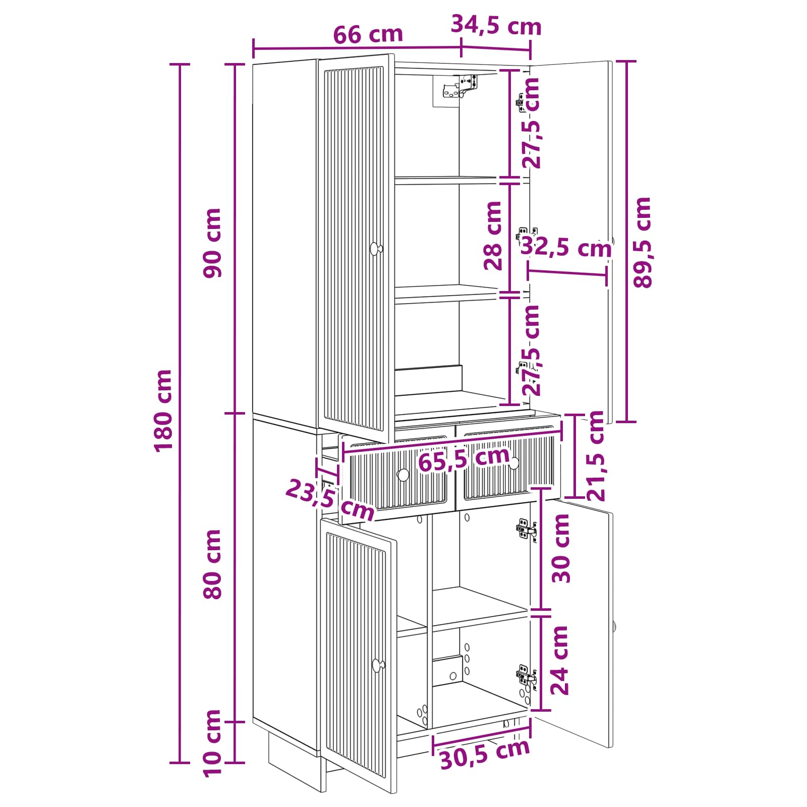 vidaXL Schrankset 2 pcs 66 x 34,5 x 90 cm Holzwerkstoff – Bild 8